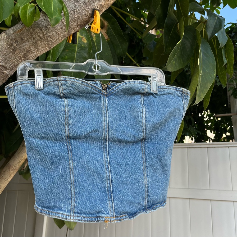 NWT Zara The Sculpted Denim Bodice Corset Top. - Picture 4 of 12